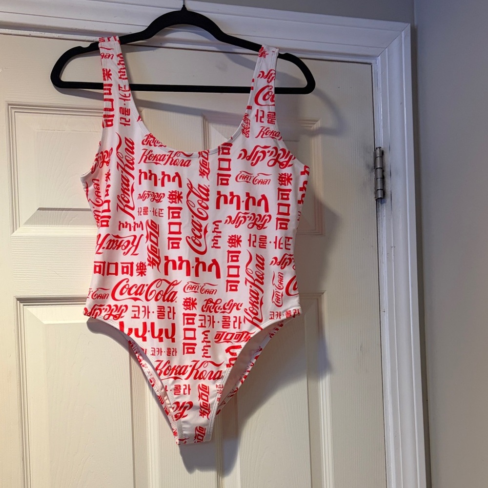 NWOT Coca Cola One Piece Swimsuit in Red and White L